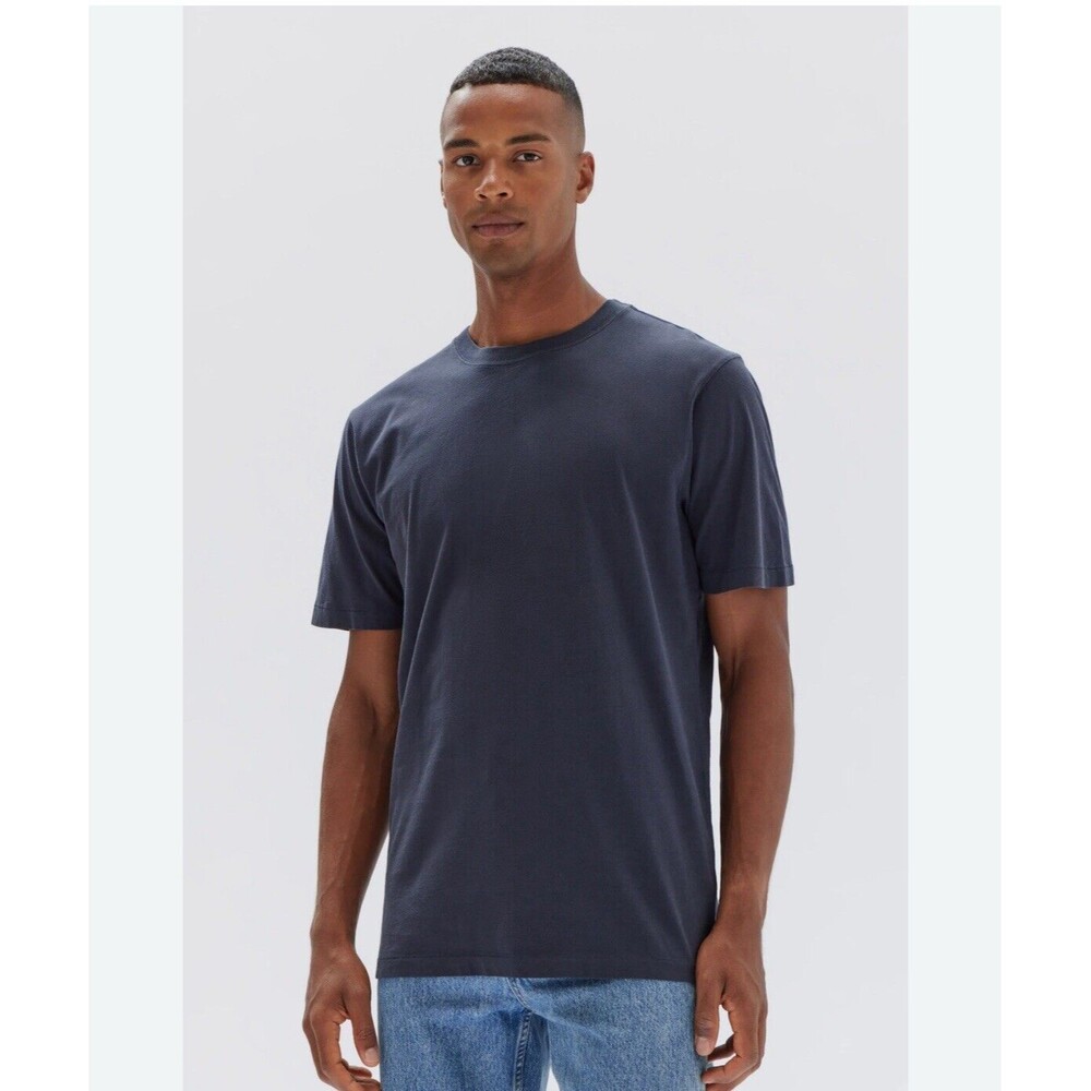 Assembly Label Tshirt Men Medium Cotton Pullover Black Crewneck